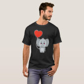 T-shirt Elephant Heart Balloon Valentines Day Cute Animal (Devant entier)