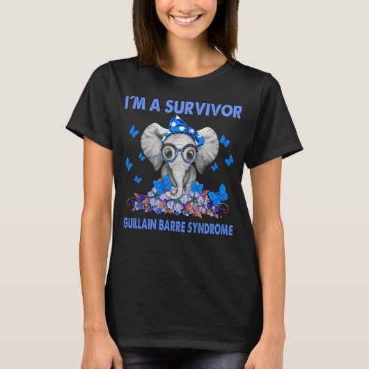 T-shirt Elephant I'm A Survivor GUILLAIN BARRE SYNDROME (Devant)