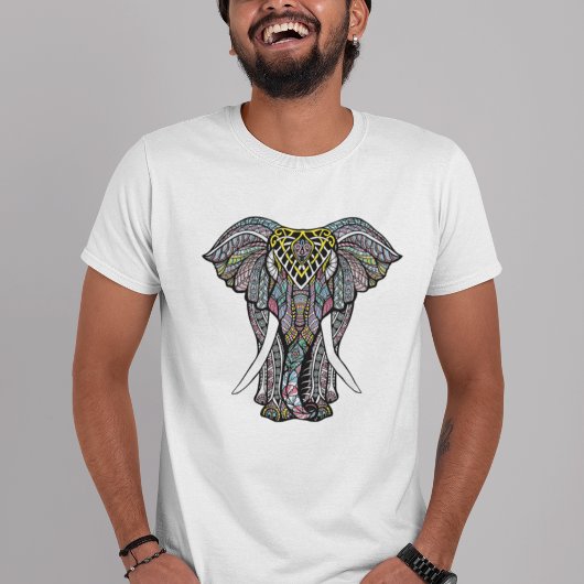 T-shirt Eléphant indien de couleur décorative