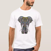T-shirt Eléphant indien de couleur décorative (Devant)
