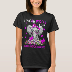 T-shirt Elephant Je Porte Violet Pour migraine
