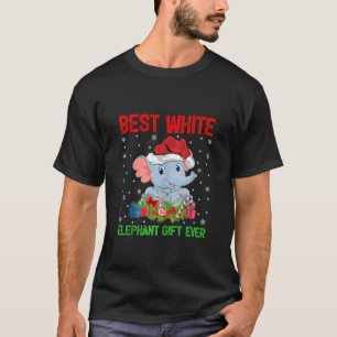 T-shirt Eléphant Jeu de Noël Lumières Santa Hat Eléphant C