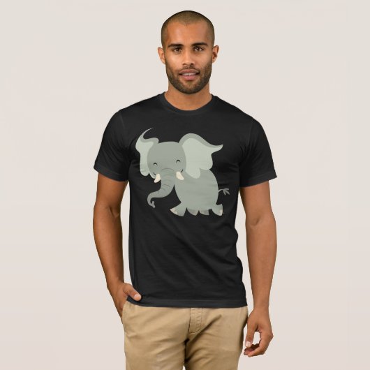 T-shirt éléphant joyeux en caricature (Devant entier)
