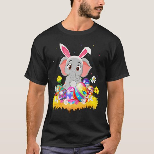 T-shirt Elephant Lapin Oeuf de Pâques Drôle Éléphant Pâque (Devant)