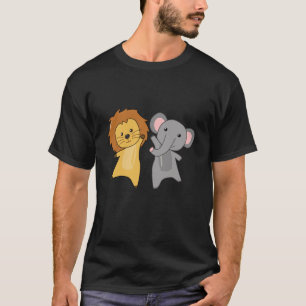 T-shirt Eléphant Lion Zoo Cute Animaux Pour Enfants Sauvag