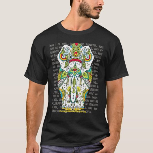 T-shirt Elephant Mandala Aimant Kindness Metta Wish Blessi (Devant)