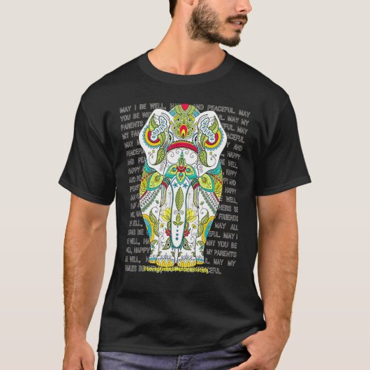 T-shirt Elephant Mandala Aimant Kindness Metta Wish Blessi (Devant)