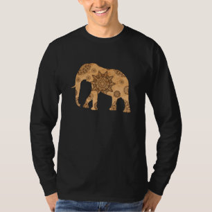 T-shirt Elephant Mandala Spirituel Motif Gold Shadow