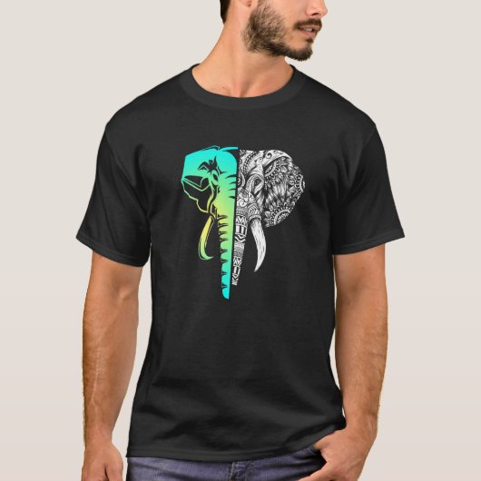 T-shirt Elephant Mandala Wilderness Safari Afrique Inde Wi (Devant)