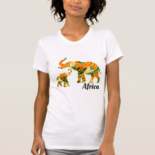 T-shirt Eléphant mère et bébé Motif africain