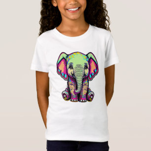 T-Shirt Eléphant mignon assis illustration numérique