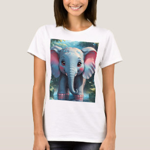 T-shirt Eléphant mignon dans la pluie