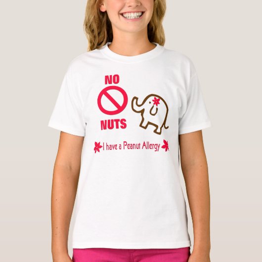 T-shirt Elephant No Nuts Peanut Allergy Cute (Devant)