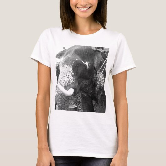 T-shirt Éléphant noir et blanc (Devant)