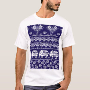 T-shirt Elephant, paisley : motif vintage tribal.