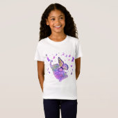 T-shirt éléphant papillon pourpre avec papillons (Devant entier)