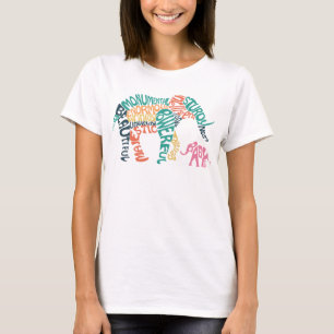 T-shirt Elephant parent et bébé Word Art Nouveau parent T-