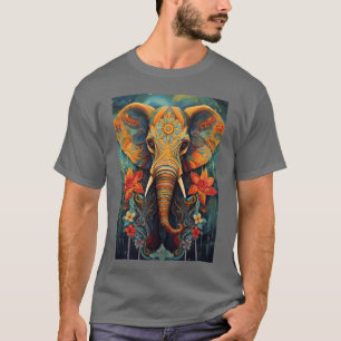 T-shirt Éléphant peint coloré Art animalier familial