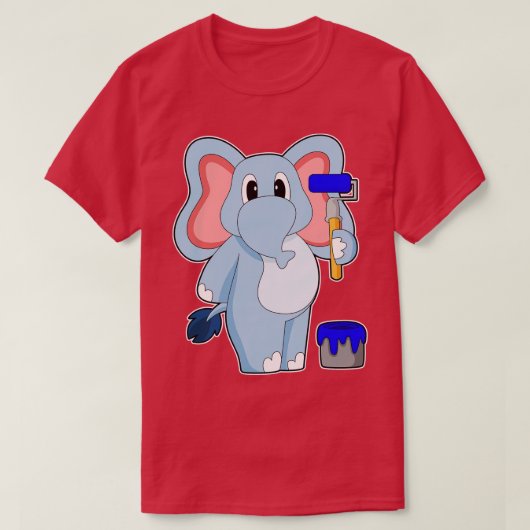 T-shirt Eléphant Peinture Pinceau Peinture Paint seau (Design devant)