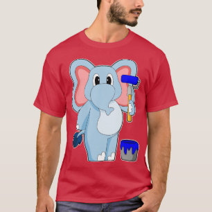 T-shirt Eléphant Peinture Pinceau Peinture Paint seau