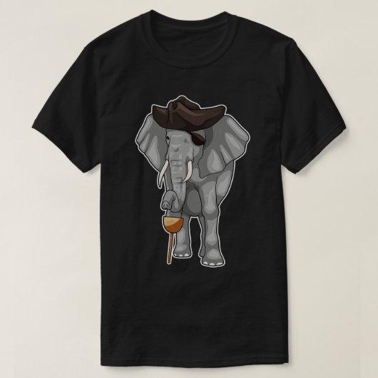 T-shirt Eléphant Pirate Pièce en bois (Design devant)