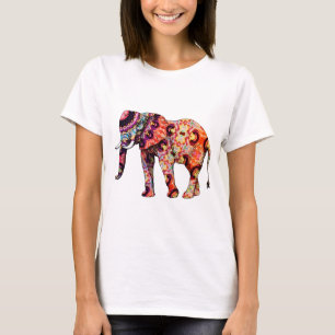 T-shirt Éléphant psychédélique coloré d'art déco