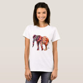 T-shirt Éléphant psychédélique coloré d'art déco (Devant entier)