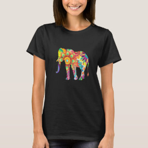 T-shirt Eléphant psychédélique multicolore