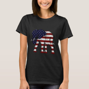 T-shirt Éléphant républicain Drapeau américain patiné Gop