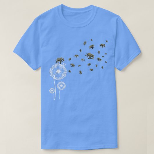 T-shirt Elephant Retro Flower Puff Ball Dandelion (Design devant)