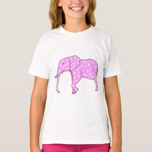 T-shirt Eléphant rose avec chemises Pois blanches
