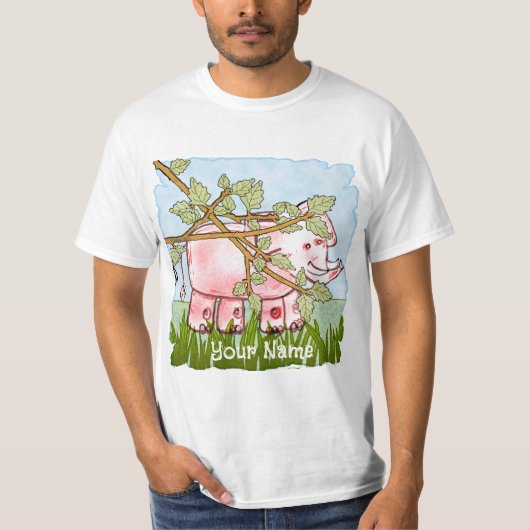 T-shirt Éléphant Rose Caché (Devant)