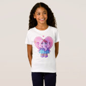 T-Shirt Eléphant rose Kawaii dans l'amour (Devant entier)