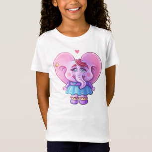 T-Shirt Eléphant rose Kawaii dans l'amour