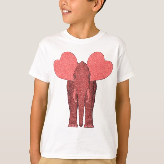 T-shirt Eléphant rose romantique (Devant)