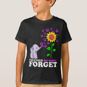 T-shirt Éléphant Ruban Violet Fin Alerte Alzheimer
