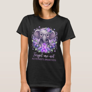 T-shirt Éléphant ruban violet n'oublie pas alzheimer