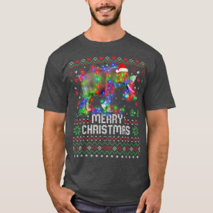 T-shirt Elephant Santa Hat Animal Christmas Tree Lights Ho