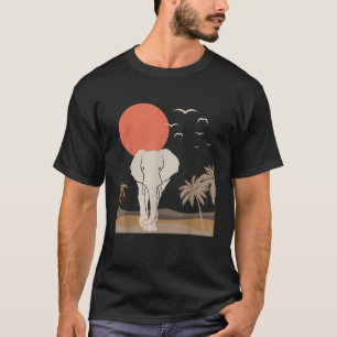 T-shirt Elephant Savannah Afrique Paysage minimaliste Desi