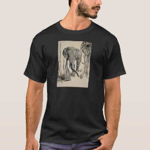 T-shirt Eléphant Se Promenant À Travers L'Art De La Savane
