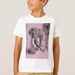 T-shirt Eléphant Se Promenant Dans La Savane Boisée En Ros