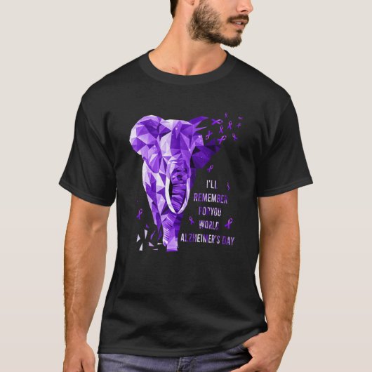 T-shirt Elephant se souviendra de vous dans le monde Alzhe (Devant)