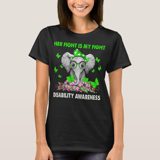 T-shirt Elephant Son combat est mon handicap de combat (Devant)