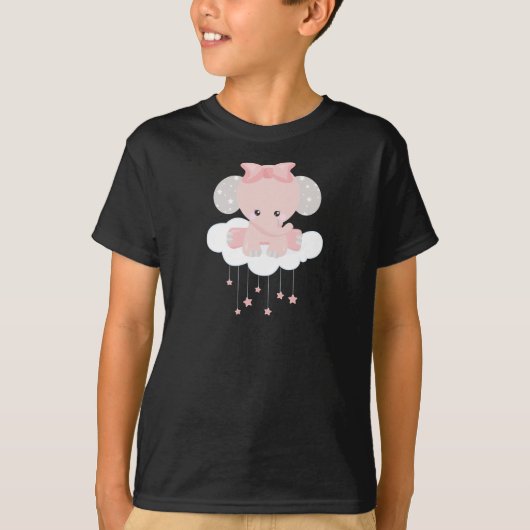 T-shirt Eléphant Sur Un Nuage, Eléphant Mélange, Couronne, (Devant)