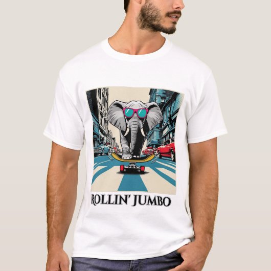 T-shirt Eléphant sur un skateboard (Devant)
