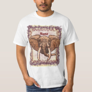 T-shirt éléphant tribal sépia