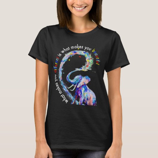 T-shirt Elephant What Makes You Different Autism Awareness (Devant)