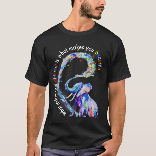 T-shirt Elephant What Makes You Different Autism Awareness (Devant)