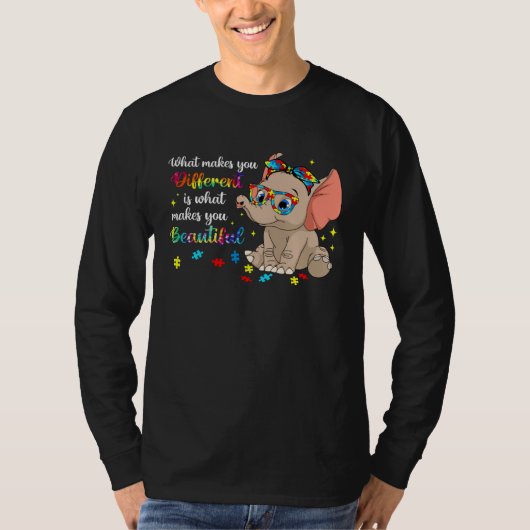 T-shirt Elephant What Makes You Different Autism Awareness (Devant)