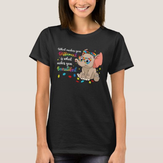 T-shirt Elephant What Makes You Different Autism Awareness (Devant)